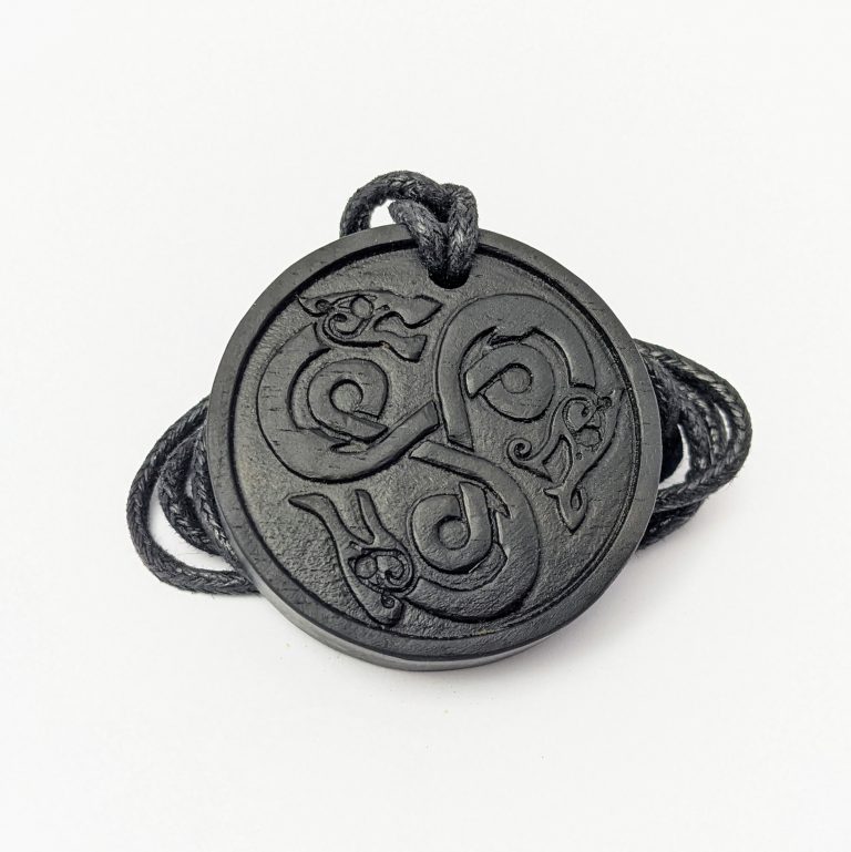 Dragon-Witch Triskele carved in black ebony